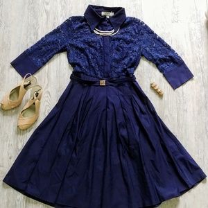 NWT Navy Fit n' Flare Vintages Inspired Dress
